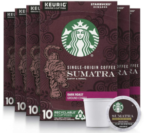 Starbucks Sumatra Dark Roast K-Cup Coffee Pods for Keurig